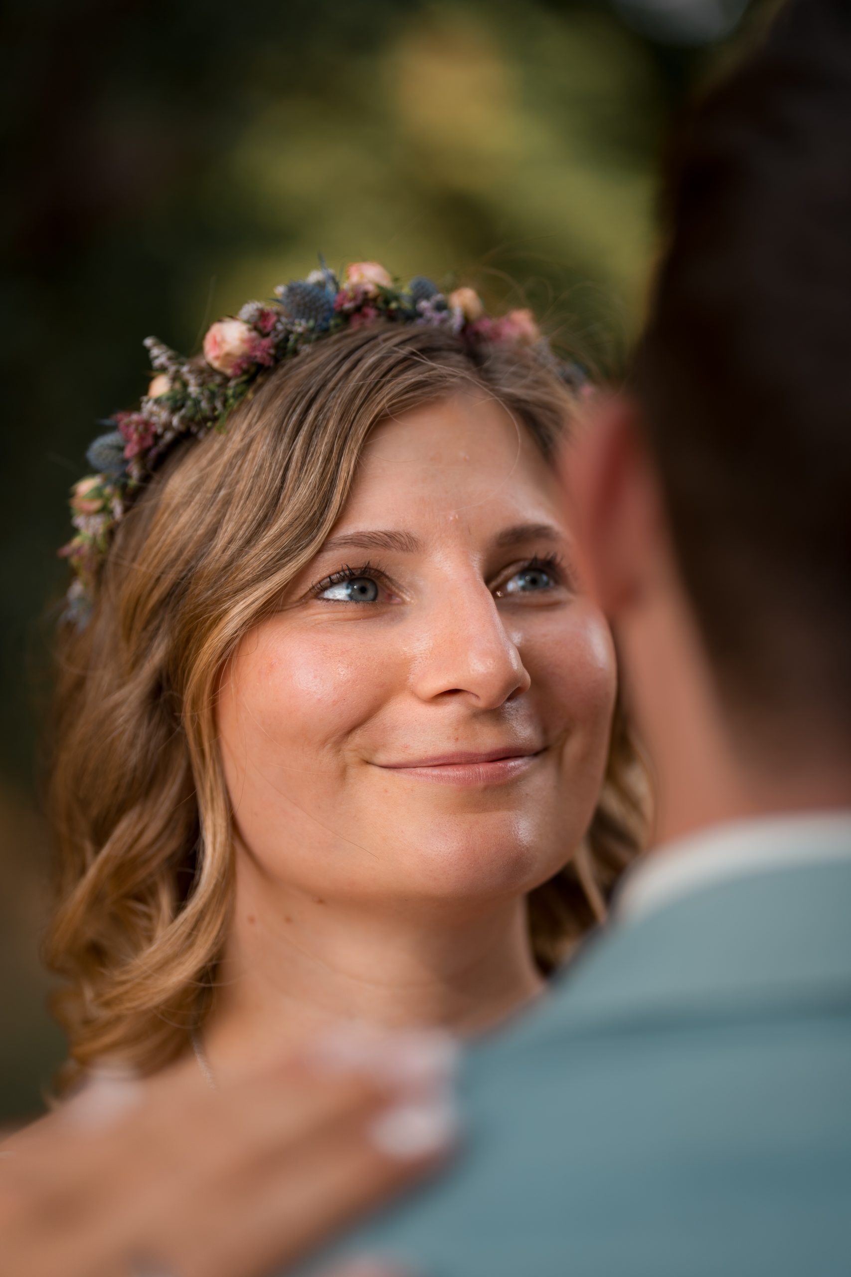 Nahaufnahme von Julias Blick während des Paarshootings